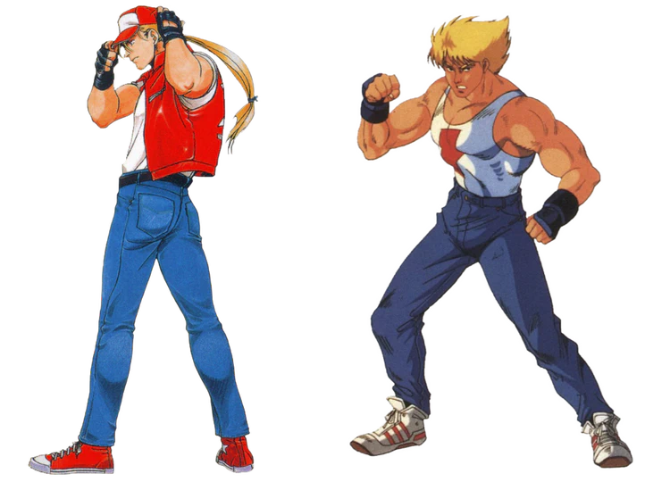 Terry Bogard from Real Bout Fatal Fury 2 next to Ray McDougal from Fighter's History