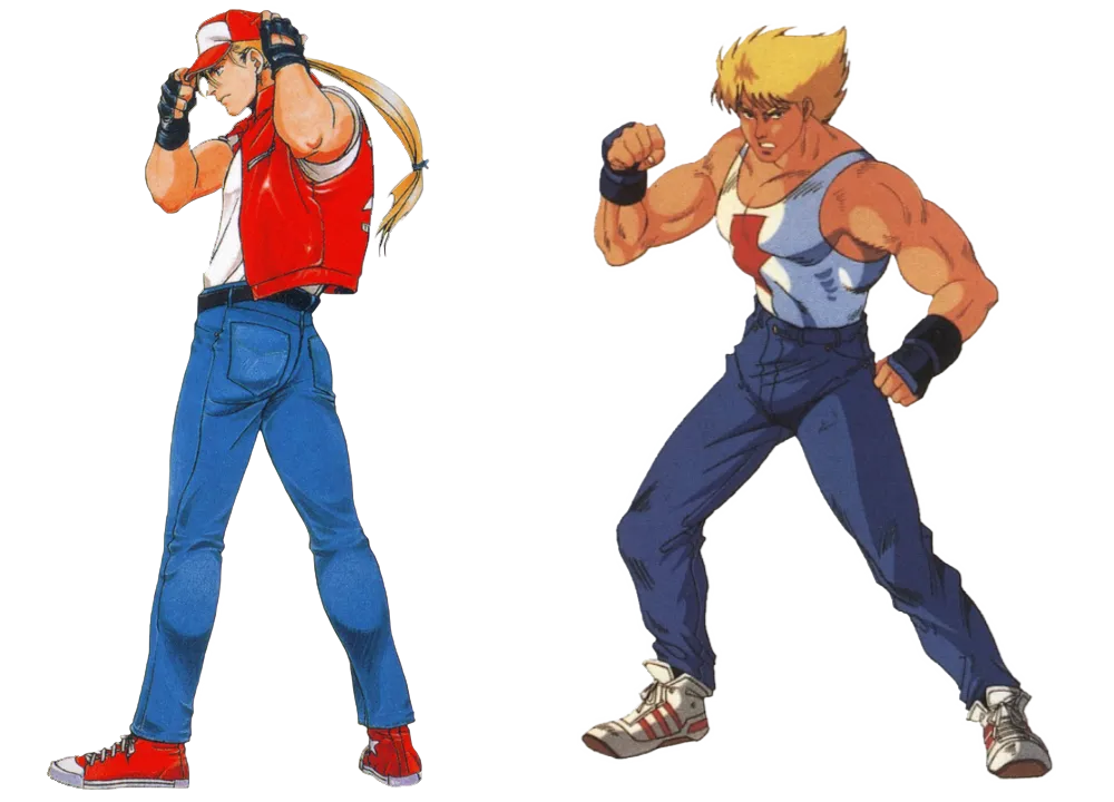 Terry Bogard from Real Bout Fatal Fury 2 next to Ray McDougal from Fighter's History